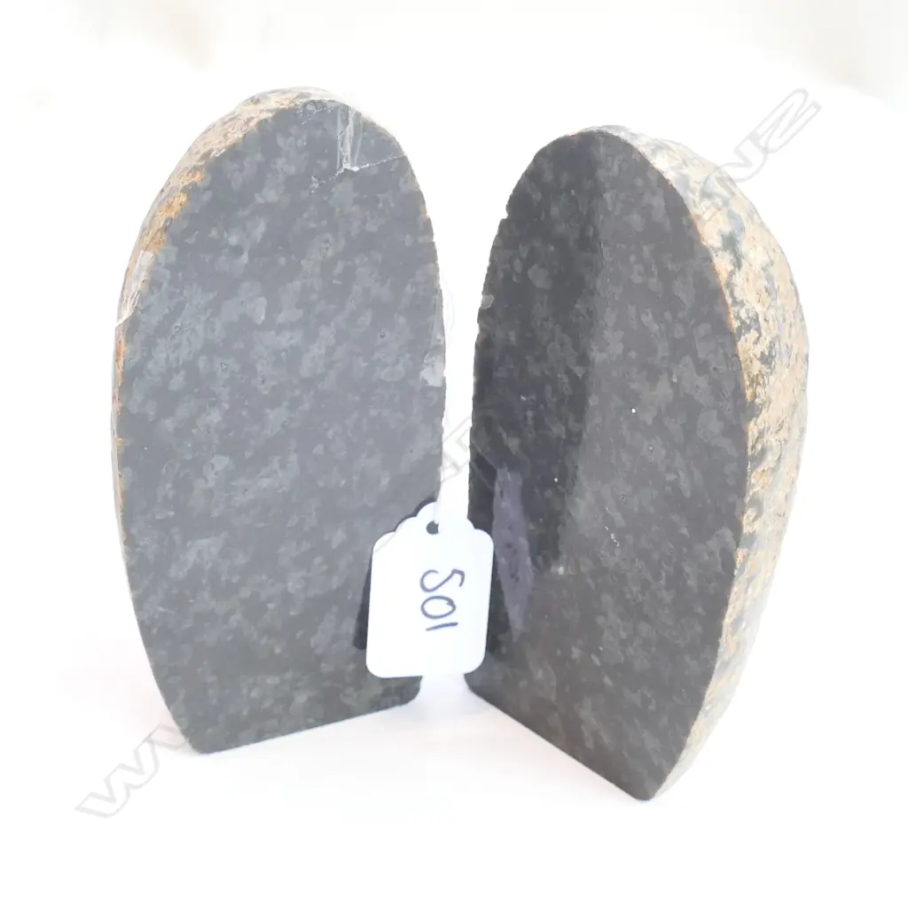 PR GREEN STONE BOULDER CUT & POLISHED BOOKENDS Image 1++