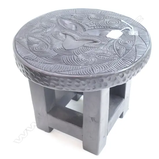 MODERN MAORI CARVED STOOL SIDE TABLE ...