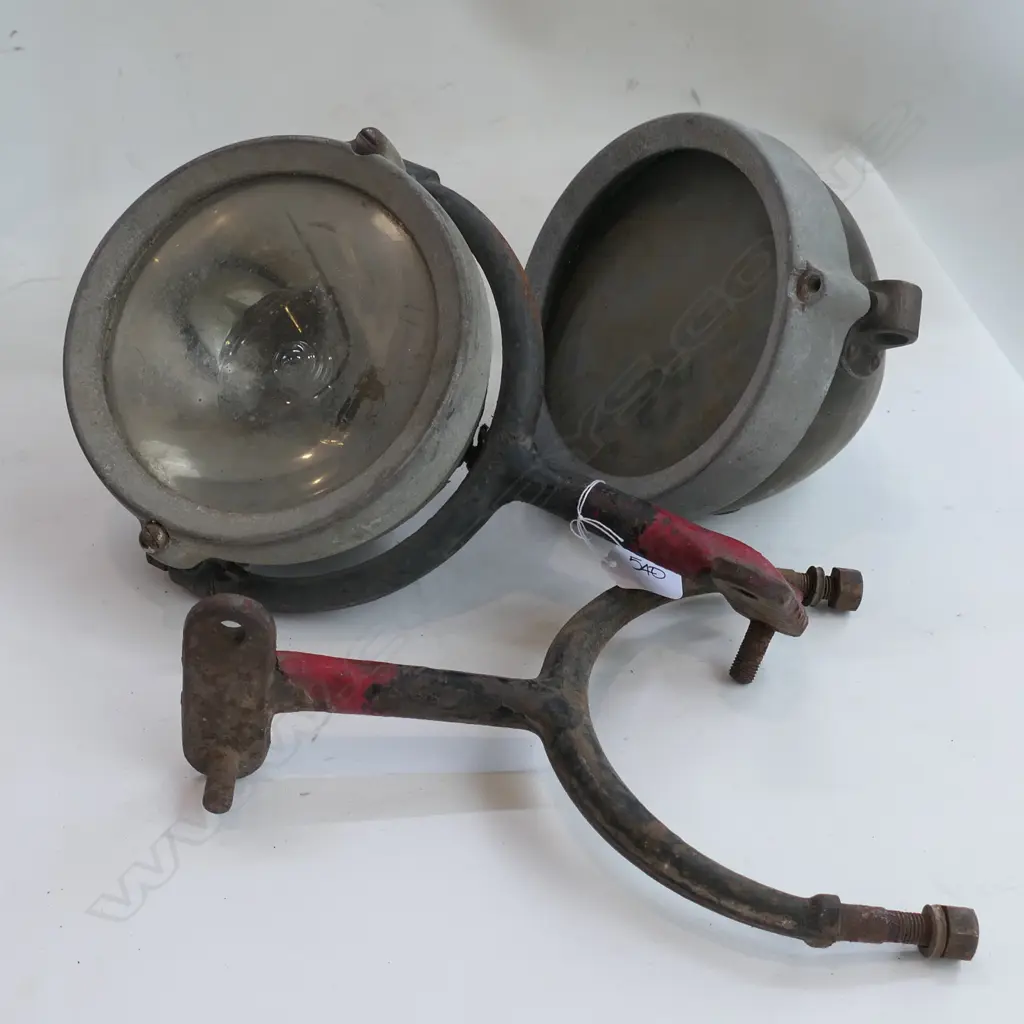 PAIR OF VINTAGE AUTOMOBILE HEAD LIGHTS ON MOUNTS 'LUCAS - KING OF THE ROAD' Image 1++