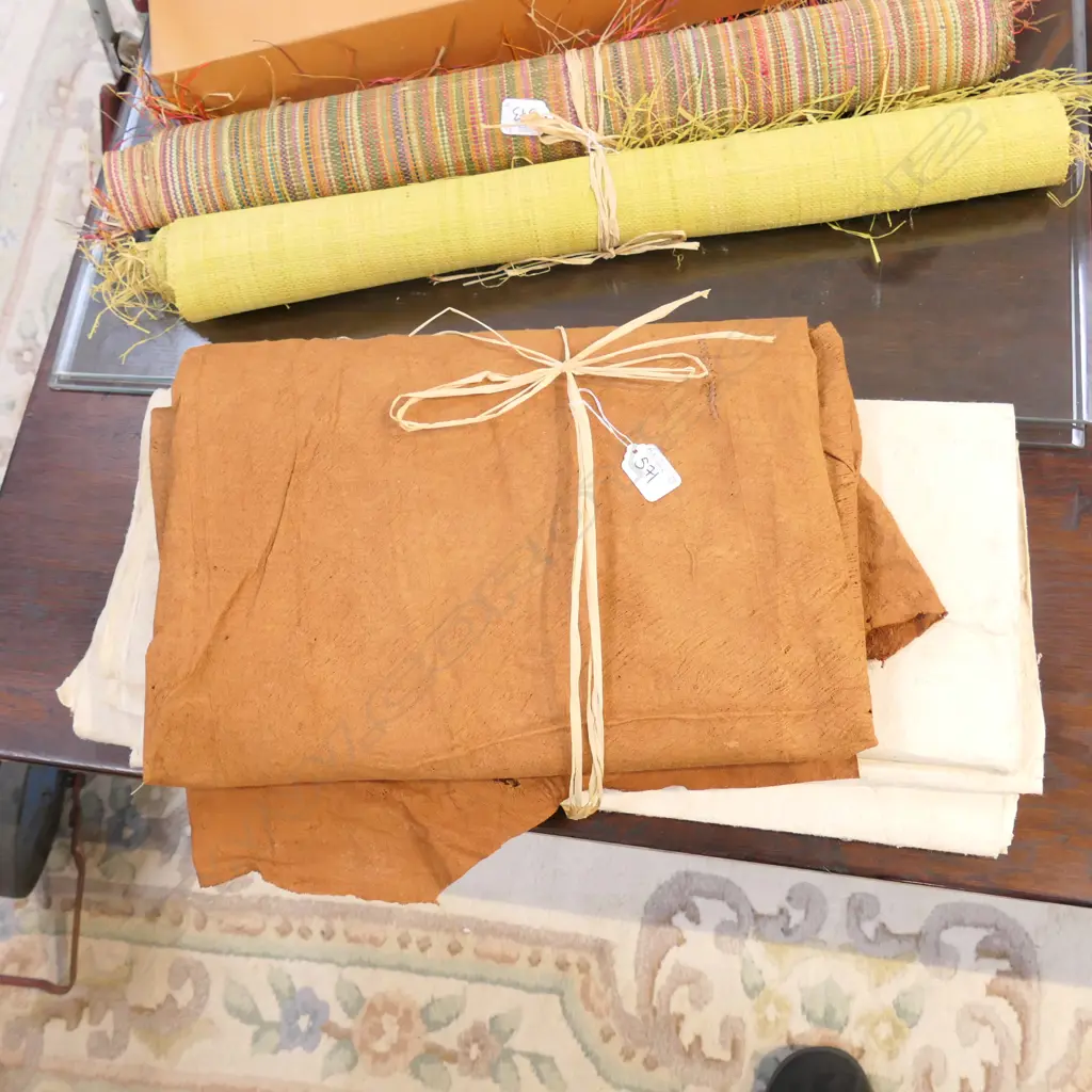 FIJIAN WHITE TAPA X 2/LARGE UGANDAN BARK CLOTH Image 1++