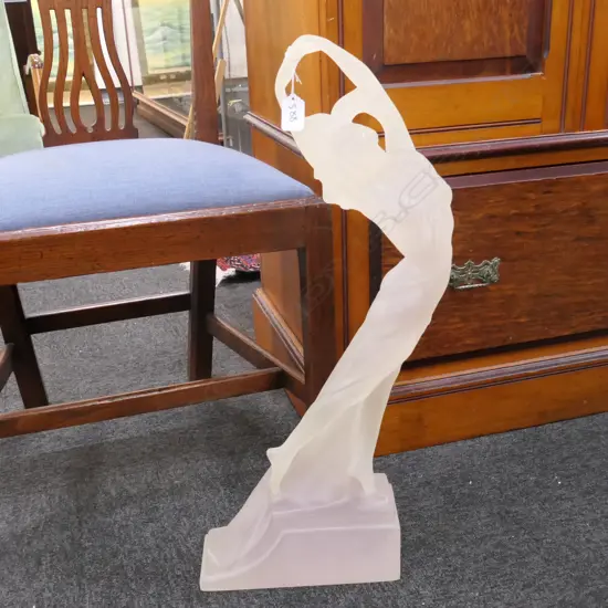 LARGE CAST FROSTED RESIN ART DECO STYLE FIGURINE OF A DANCER