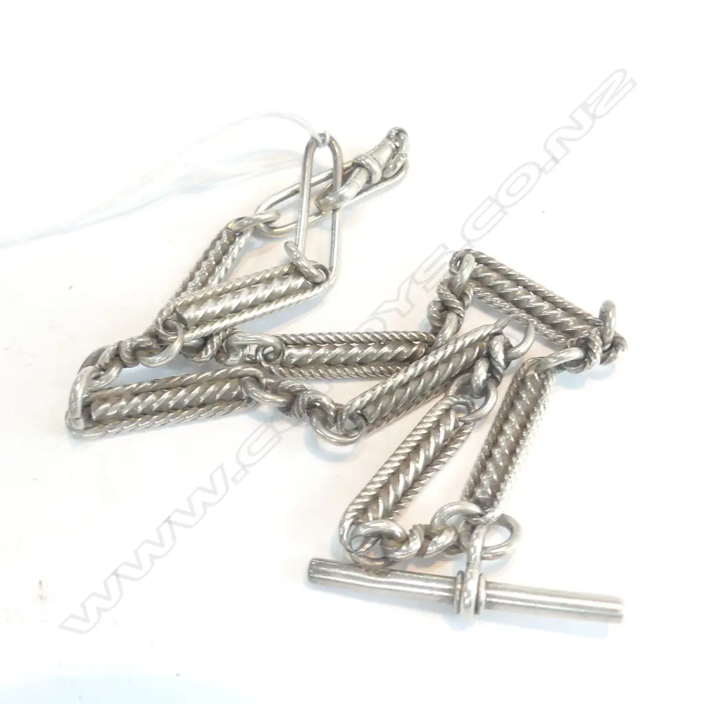 SILVER FANCY RAIL LINK FOB CHAIN 36.9gms Image 1++
