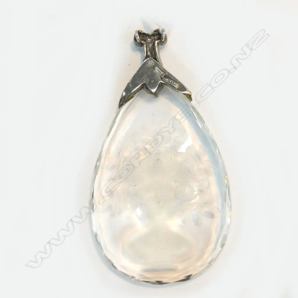 ANTIQUE GLASS SILVER AND MARCASITE GERMAN PENDANT  Image 1++