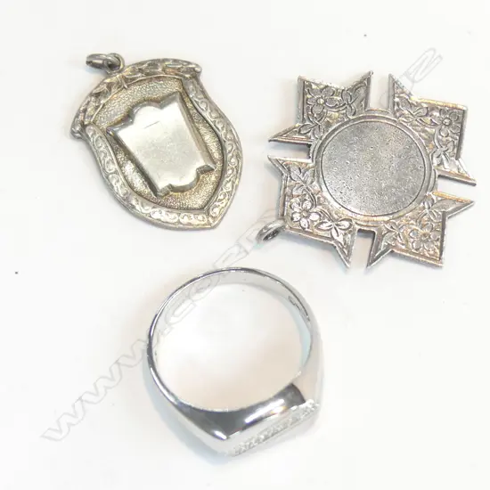 SILVER/DIAMOND RING & 2 SILVER PENDANTS
