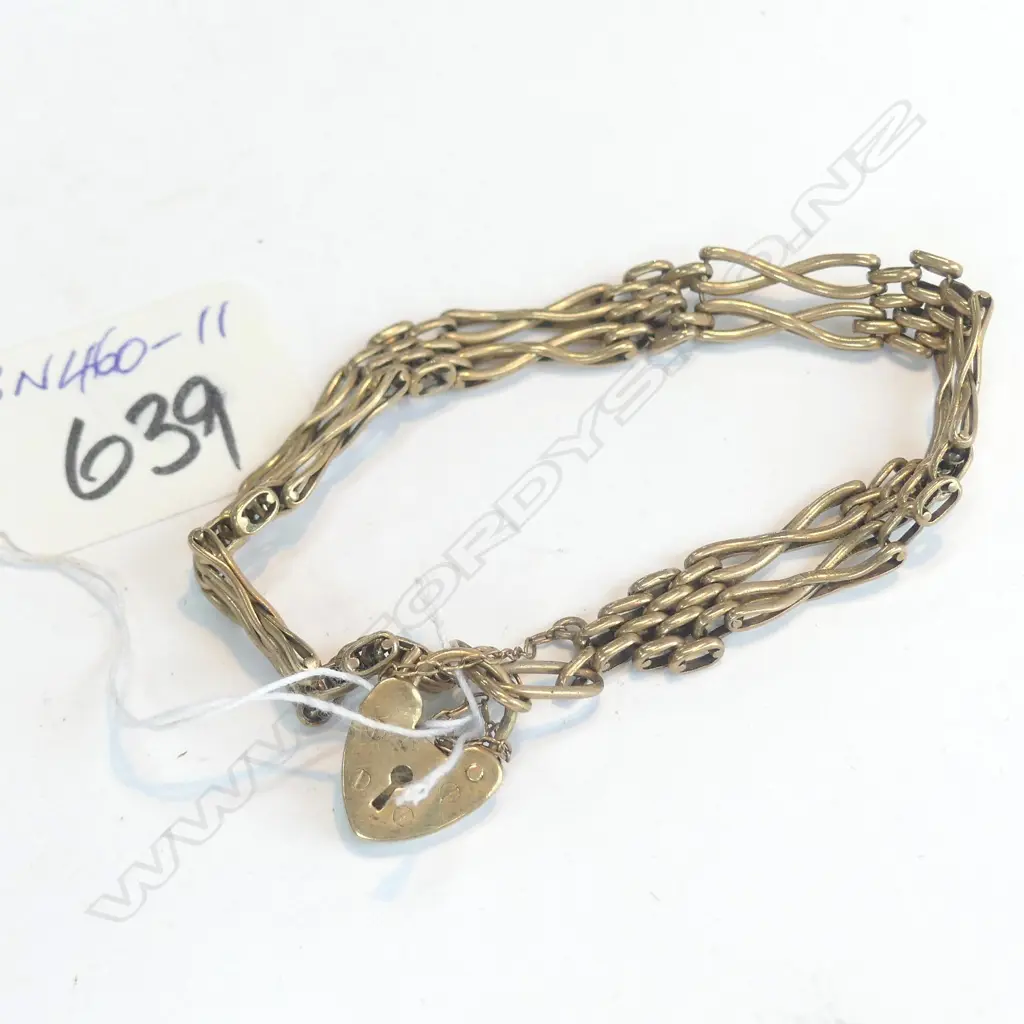 9CT YELLOW GOLD GATE LINK BRACELET 15.7gms Image 1++