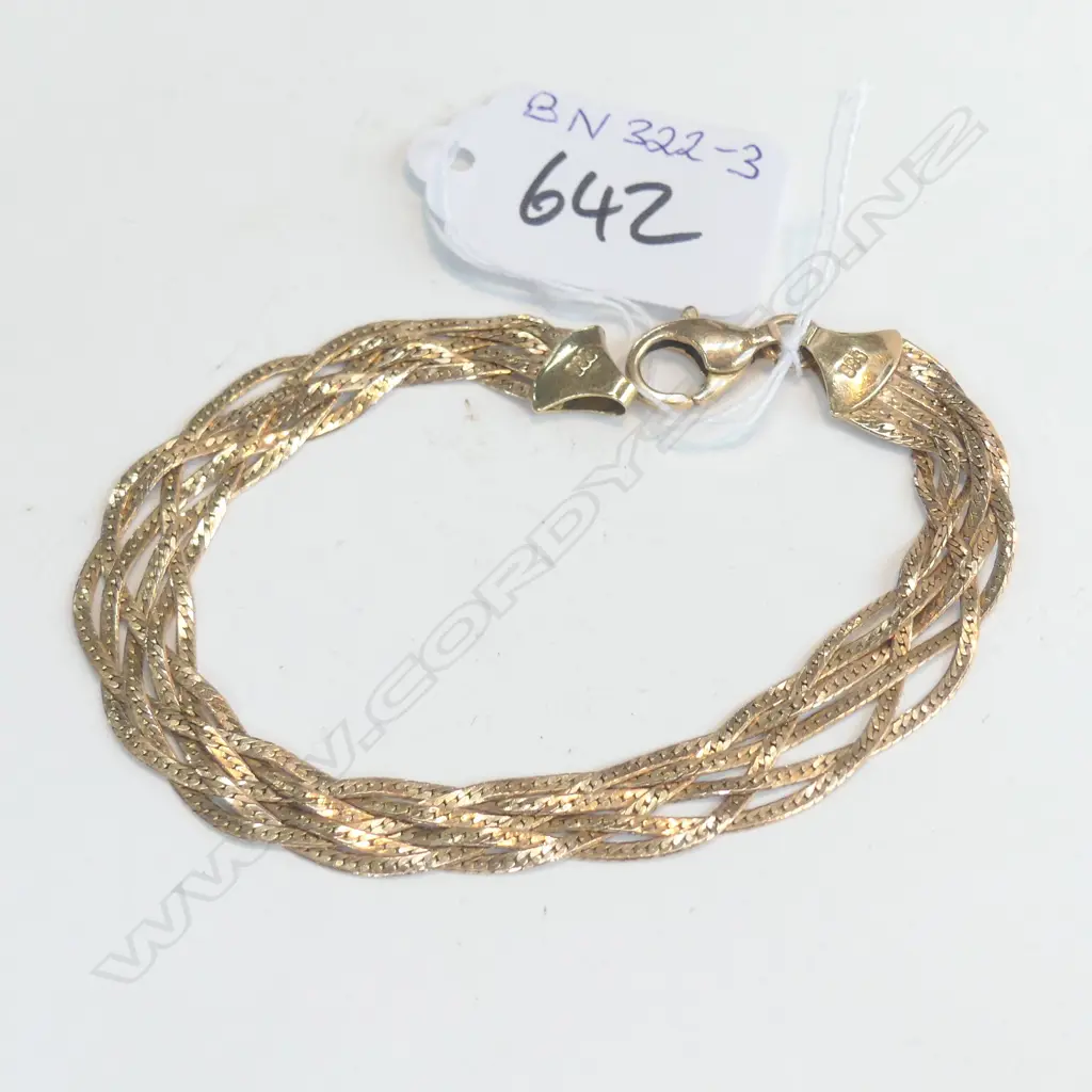 14CT GOLD TWISTED MESH CHAIN BRACELET 11.72gm Image 1++