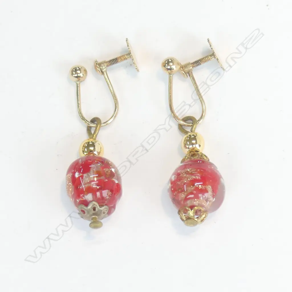 9CT GOLD & VENETIAN GLASS EARRINGS Image 1++