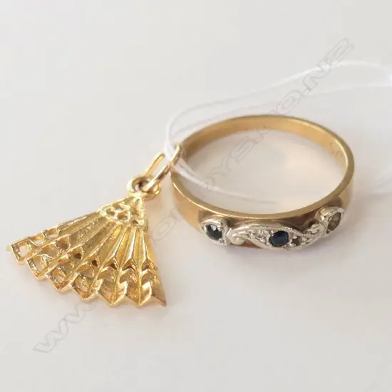 9CT GOLD CHARM & ETERNITY RING 3.45gm