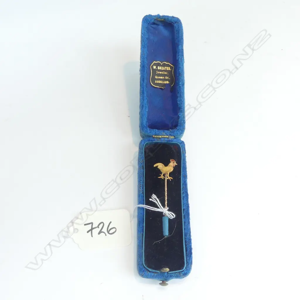 15CT Y/GOLD COCKERELL STICK PIN SKEATS BOX Image 1++