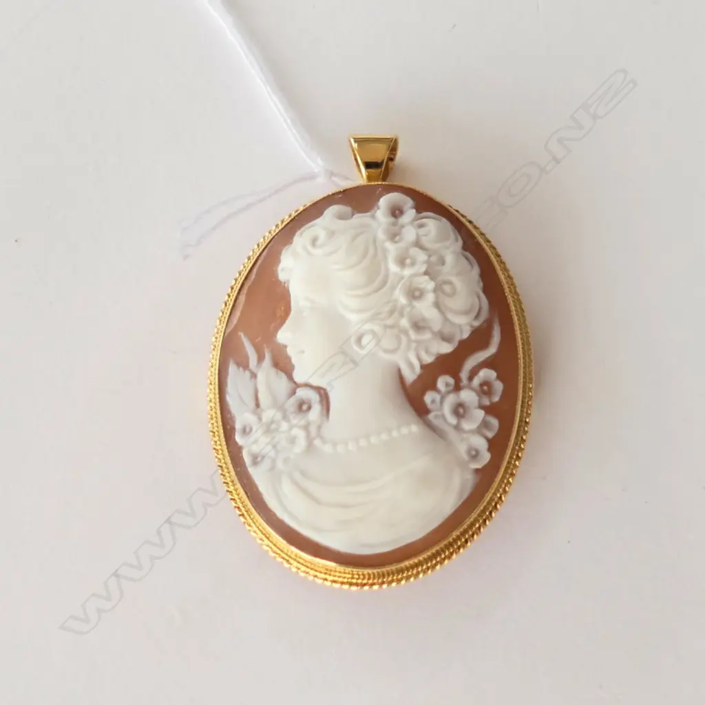 18CT GOLD FRAMED CAMEO BROOCH/PENDANT Image 1++