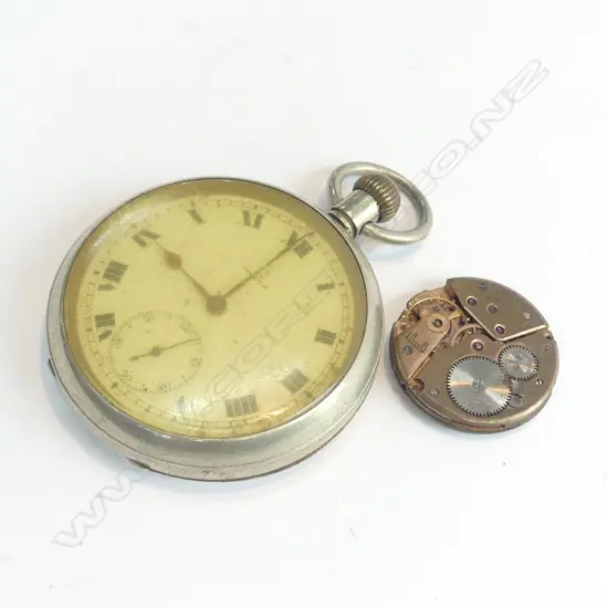 OMEGA SILVER ? CASED HALF HUNTER POCKET WATCH +...