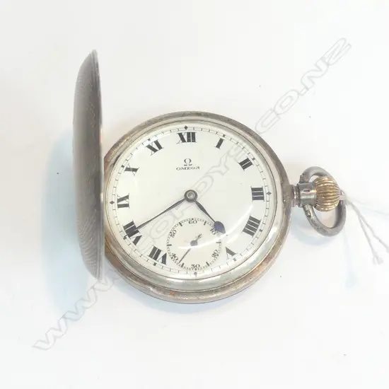 OMEGA SILVER CASED FULL HUNTER POCKET WATCH