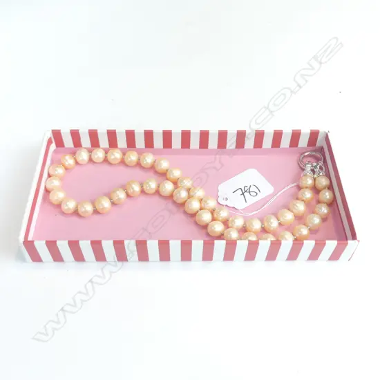 KAGI FRESHWATER PEARL NECKLACE, SINGLE STRAND OF 42 PINK PEARLS