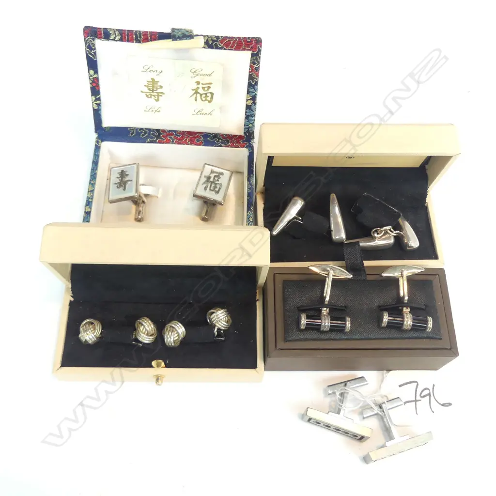 4 PRS STG/SILVER CUFFLINKS + PEWTER PR Image 1++