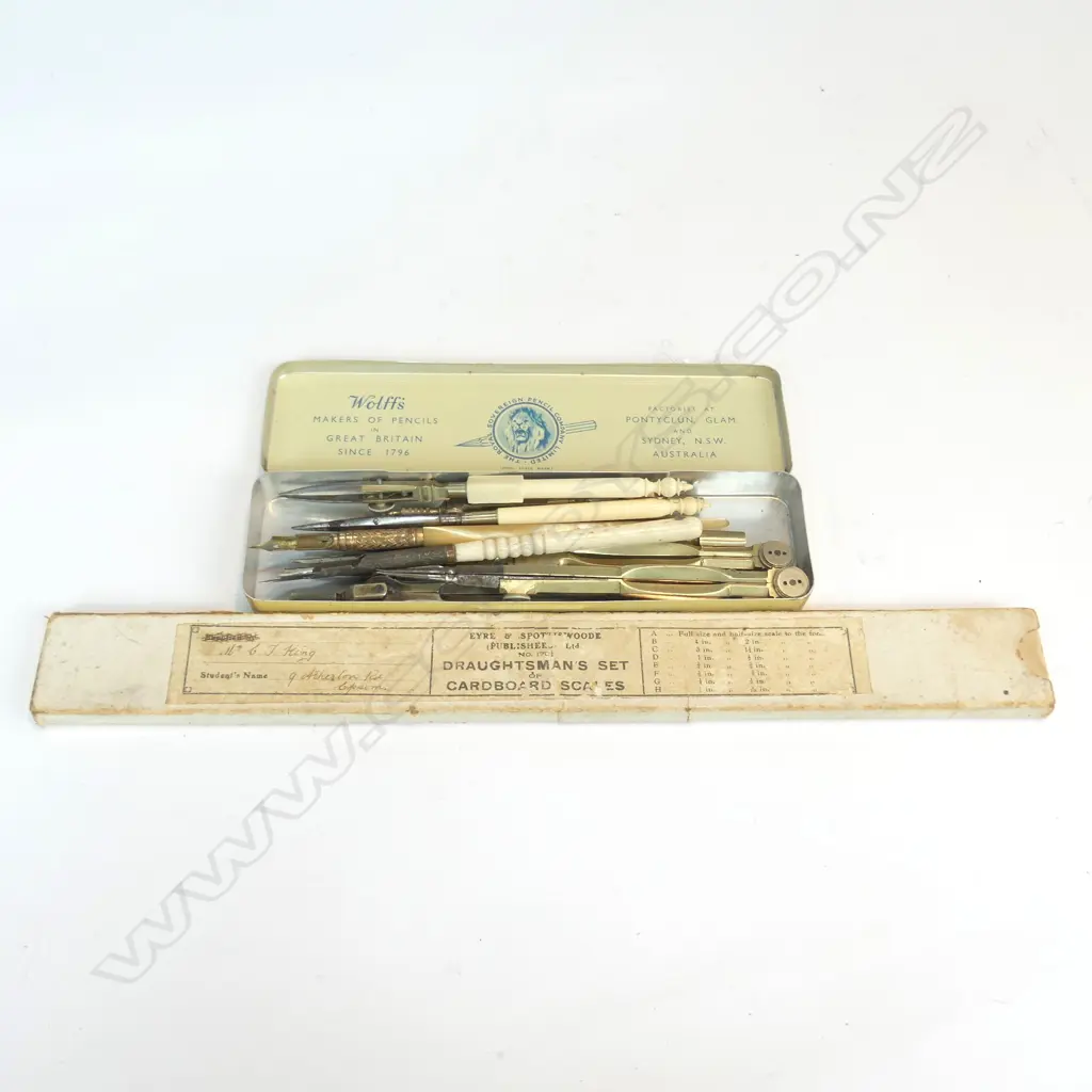 SEL. OLD DRAUGHTING TOOLS IVORY BONE HANDLES ETC Image 1++