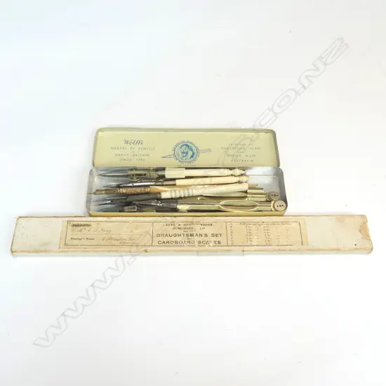SEL. OLD DRAUGHTING TOOLS IVORY BONE HANDLES ETC