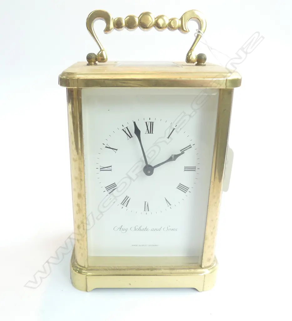 1980's SCHATZ & SONS BRASS CASED CARRIAGE CLOCK Image 1++