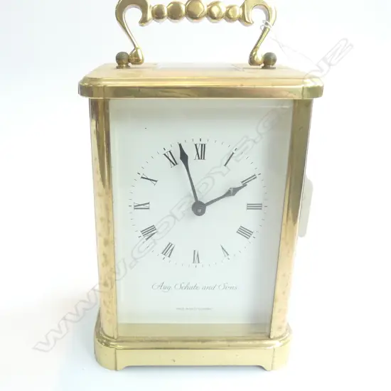 1980's SCHATZ & SONS BRASS CASED CARRIAGE CLOCK
