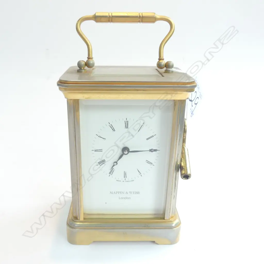 SMALL MAPPIN & WEBB, BRASS CARRIAGE CLOCK, H.115MM Image 1++