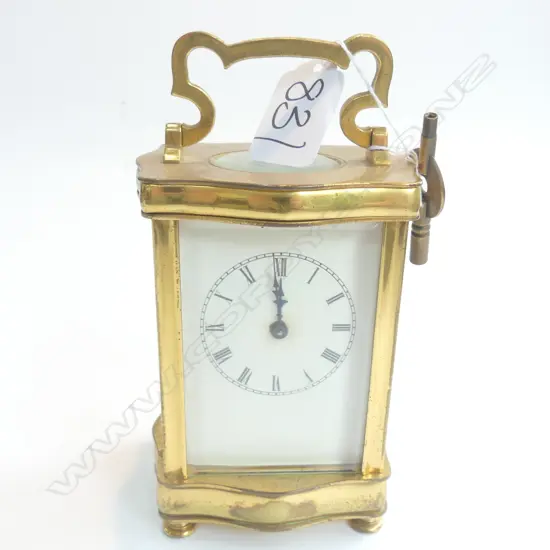 ANTIQUE FRENCH BRASS CARRIAGE CLOCK, H.150MM 