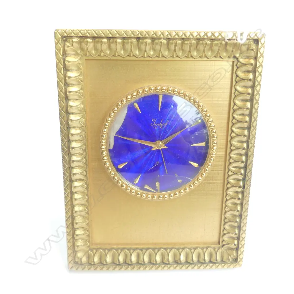 IMHOF SWISS GILT DESK CLOCK STRUT BACK Image 1++