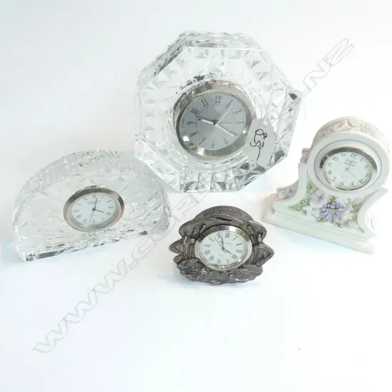 4 DESK CLOCKS: 2 CRYSTAL
