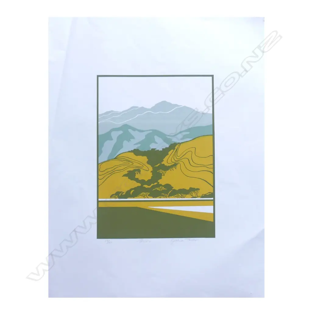 CYNTHIA TAYLOR SCREENPRINT 'HILLS' 17/45 H. 360 W. 260 Image 1++