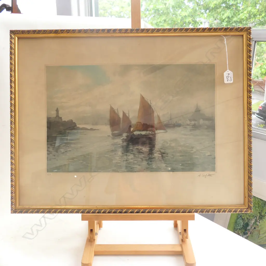 ALPHONSE LAFITTE MARINE LITHOGRAPH (19THC), SIGNED, 300 x 470mm Image 1++
