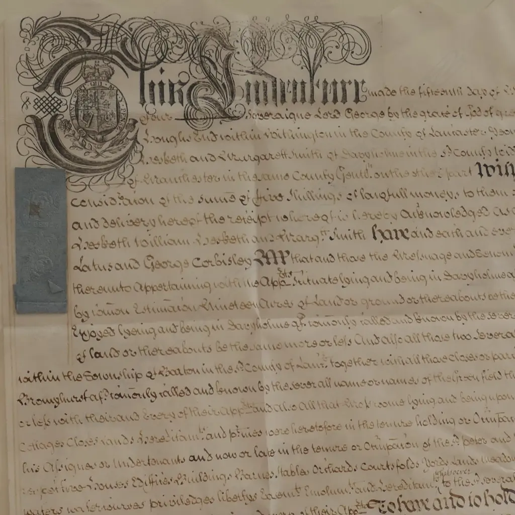 FRAMED TRANSFER PARCHMENT DATED 1724 770MM W X 600MM H Image 1++