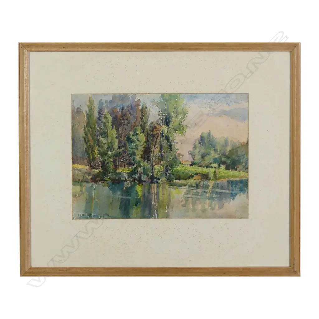 Francis Irwin Hunt (1890-1981) Untitled river scene watercolour Image 1++