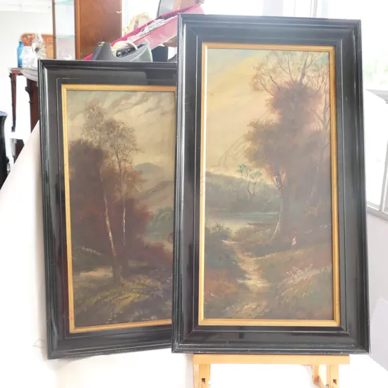 TWO ANTIQUE OIL LANDSCAPE PAINTINGS 