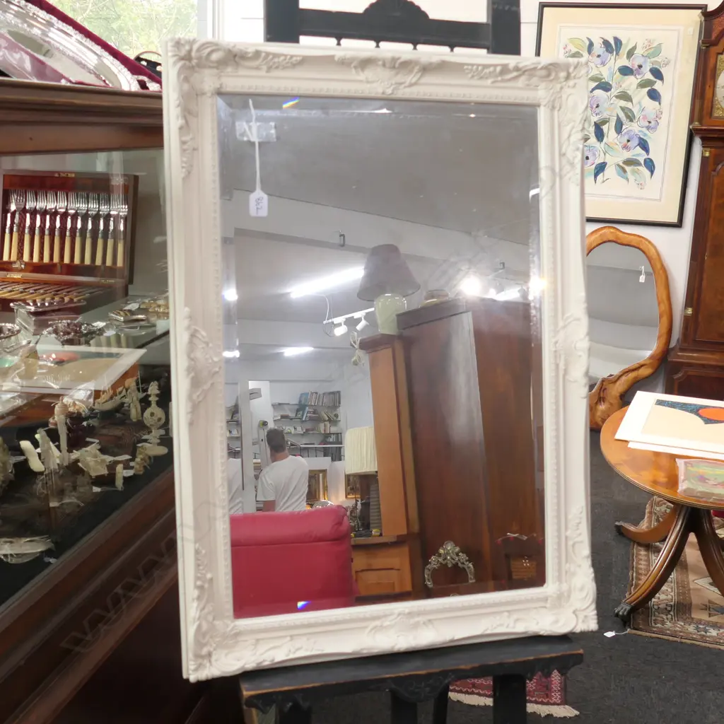 WHITE FRENCH STYLE BEVELLED MIRROR 880 X 630MM  Image 1++