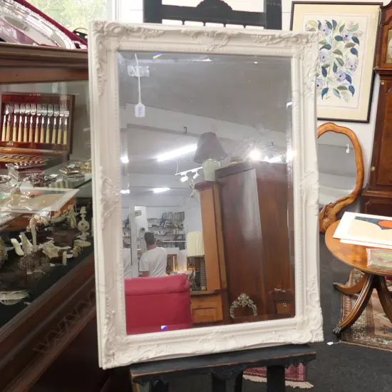 WHITE FRENCH STYLE BEVELLED MIRROR 880 X 630MM 
