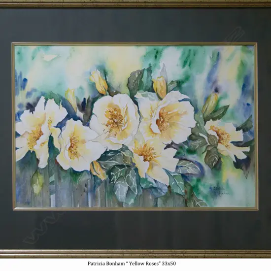 PATRICIA BONHAM W/C 'YELLOW ROSES'  330 x 500mm