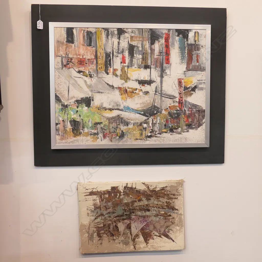 2 ABSTRACT ASIAN OILS LARGEST 830MM W 670MM H  Image 1++