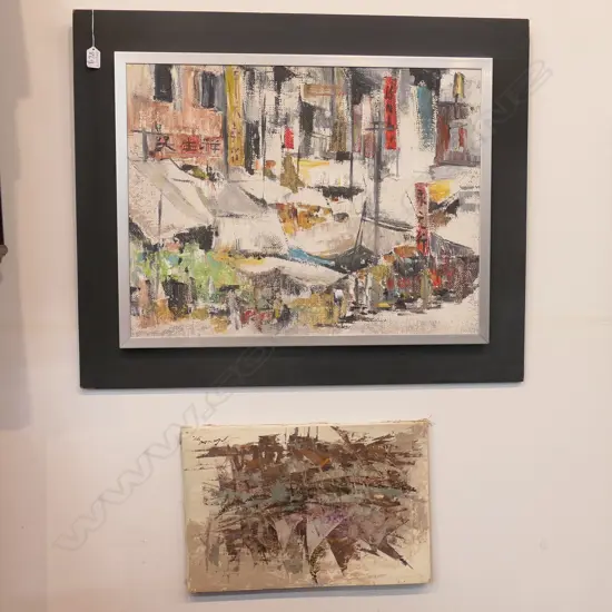 2 ABSTRACT ASIAN OILS LARGEST 830MM W 670MM H 