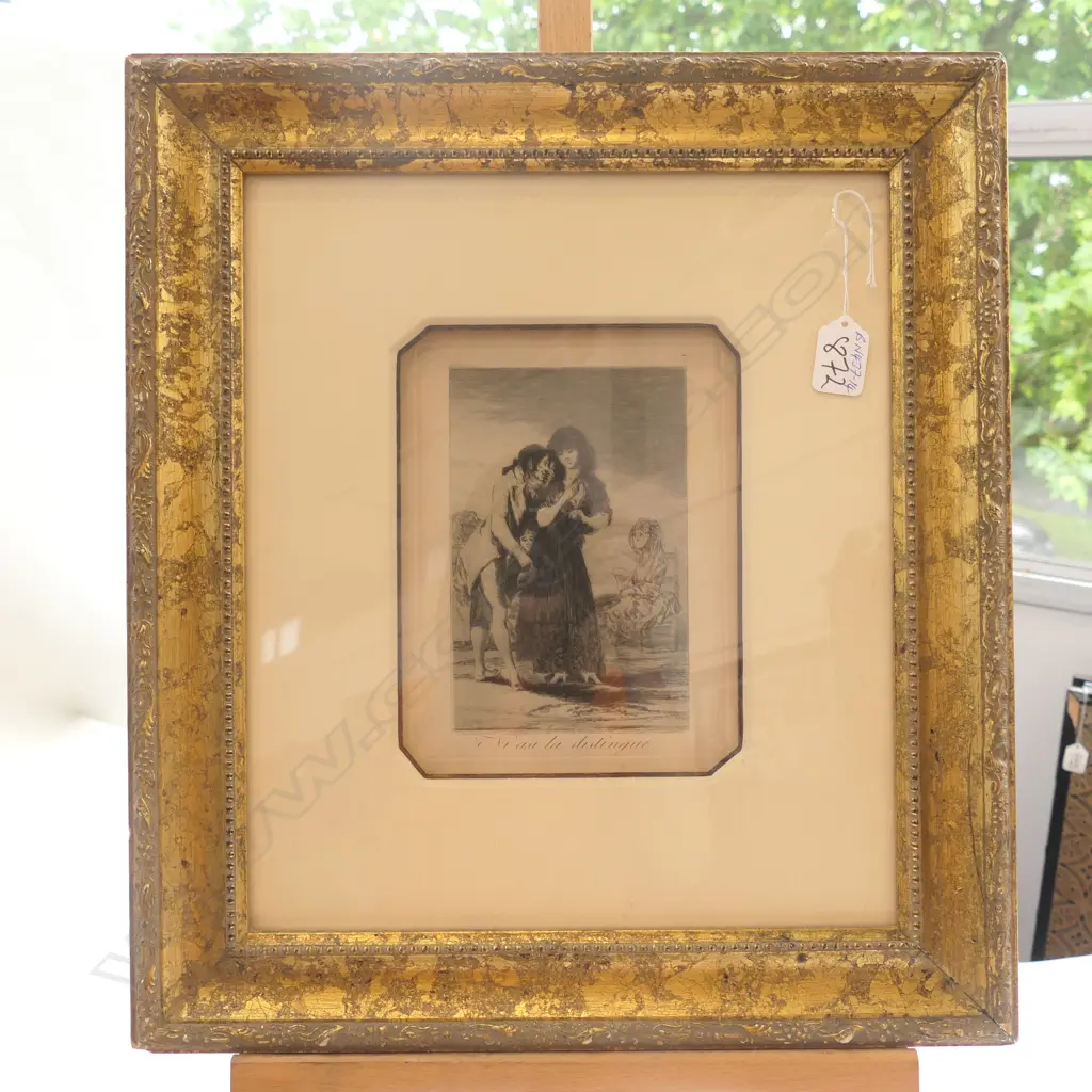 1927 GOYA ENGRAVING 'LOS CAPRICHOS' GILT FRAMED Image 1++