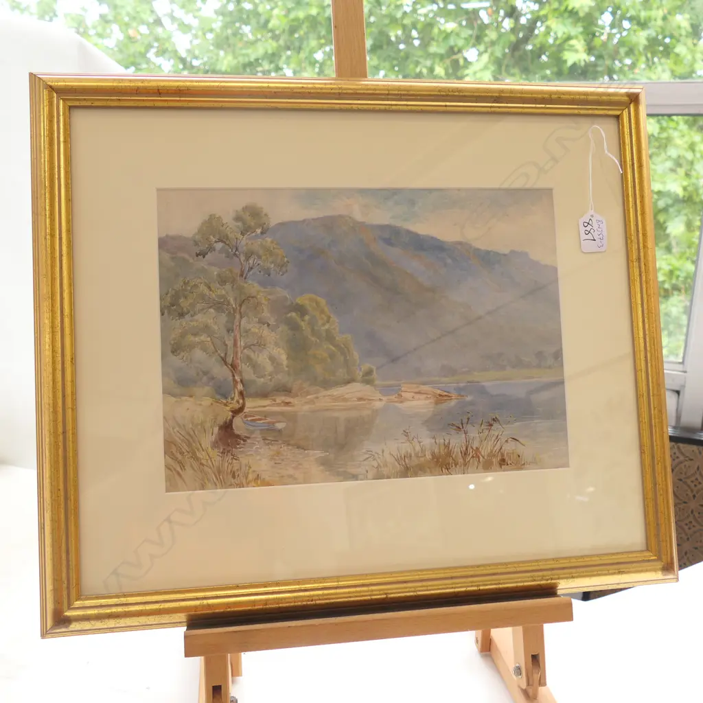 C.W.FOSTER(1840-1920) W/C LAKE SCENE SIGNED Image 1++