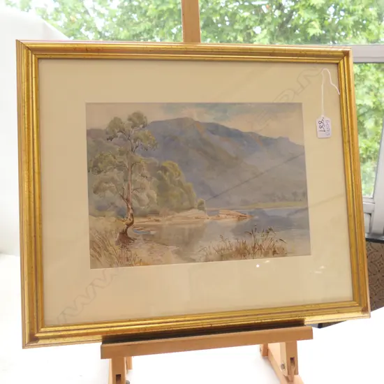 C.W.FOSTER(1840-1920) W/C LAKE SCENE SIGNED