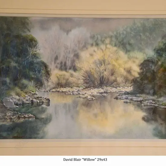 DAVID BLAIR (NZ/Aust b.1942) W/C 'WILLOWS' SIGNED. 250 x 430mm