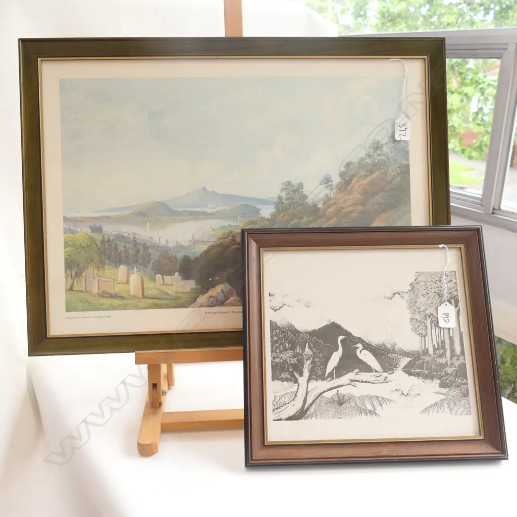 TWO PRINTS; JC HOYTE, AUCKLAND LITHOGRAPH & 'JEWELS OF OKARITO' LANDSCAPE Image 1++