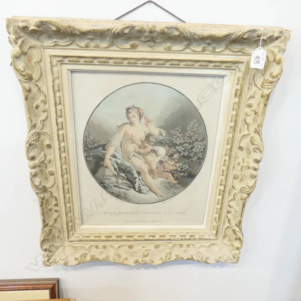 BOUCHER ENGRAVING- L'AMOUR RENDANT HOMMAGE A SA MERE Image 1++
