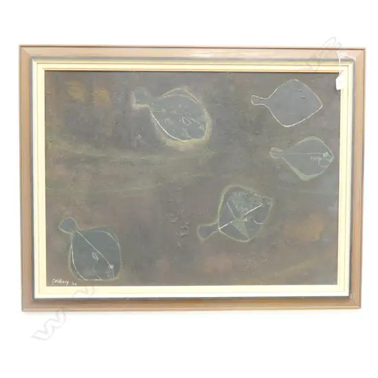 SUZANNE GOLDBERG, OIL ON BOARD, 'FLOUNDER' SIGNED & DATED '79, 580 x 800mm