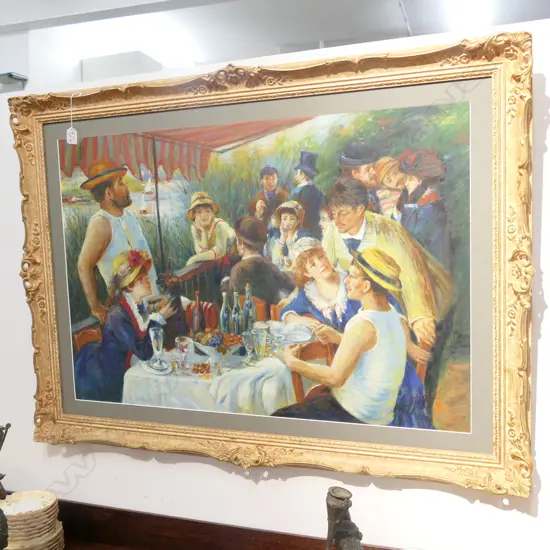 GILT FRAMED RENOIR COPY PAINTING OF THE BOAT PARTY