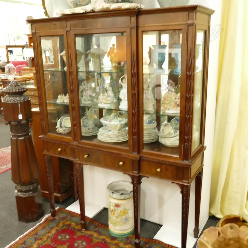 GLAZED CABINET EDWARDIAN SHERATON REVIVAL 1300MM W X 1680MM H Image 1++