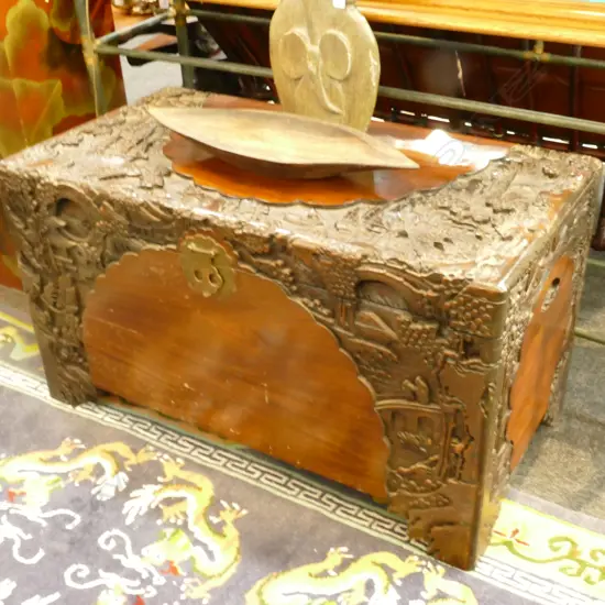 CARVED CAMPHOR WOOD CHEST