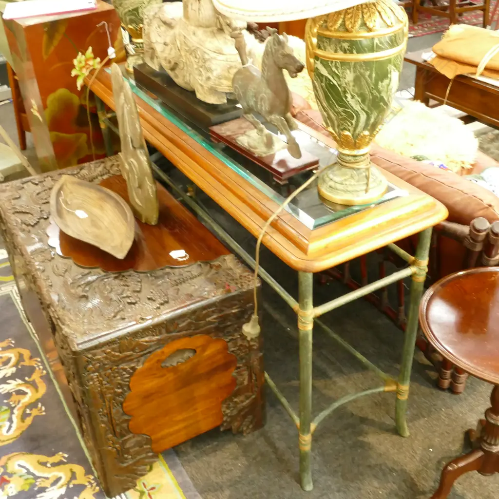 GLASS INSET CONSUL TABLE L 1360 MM Image 1++