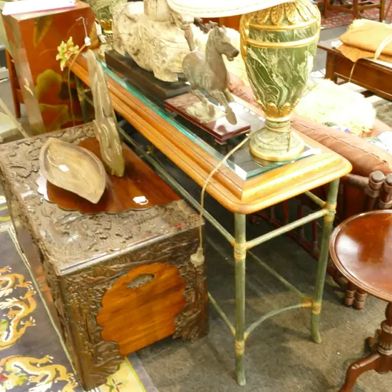 GLASS INSET CONSUL TABLE L 1360 MM