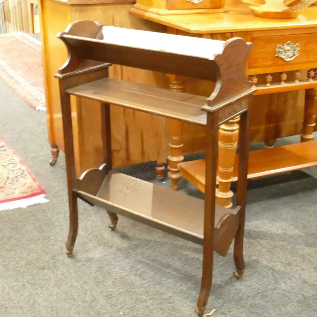 EDWARDIAN OAK TWO TIER BOOK TROUGH Image 1++