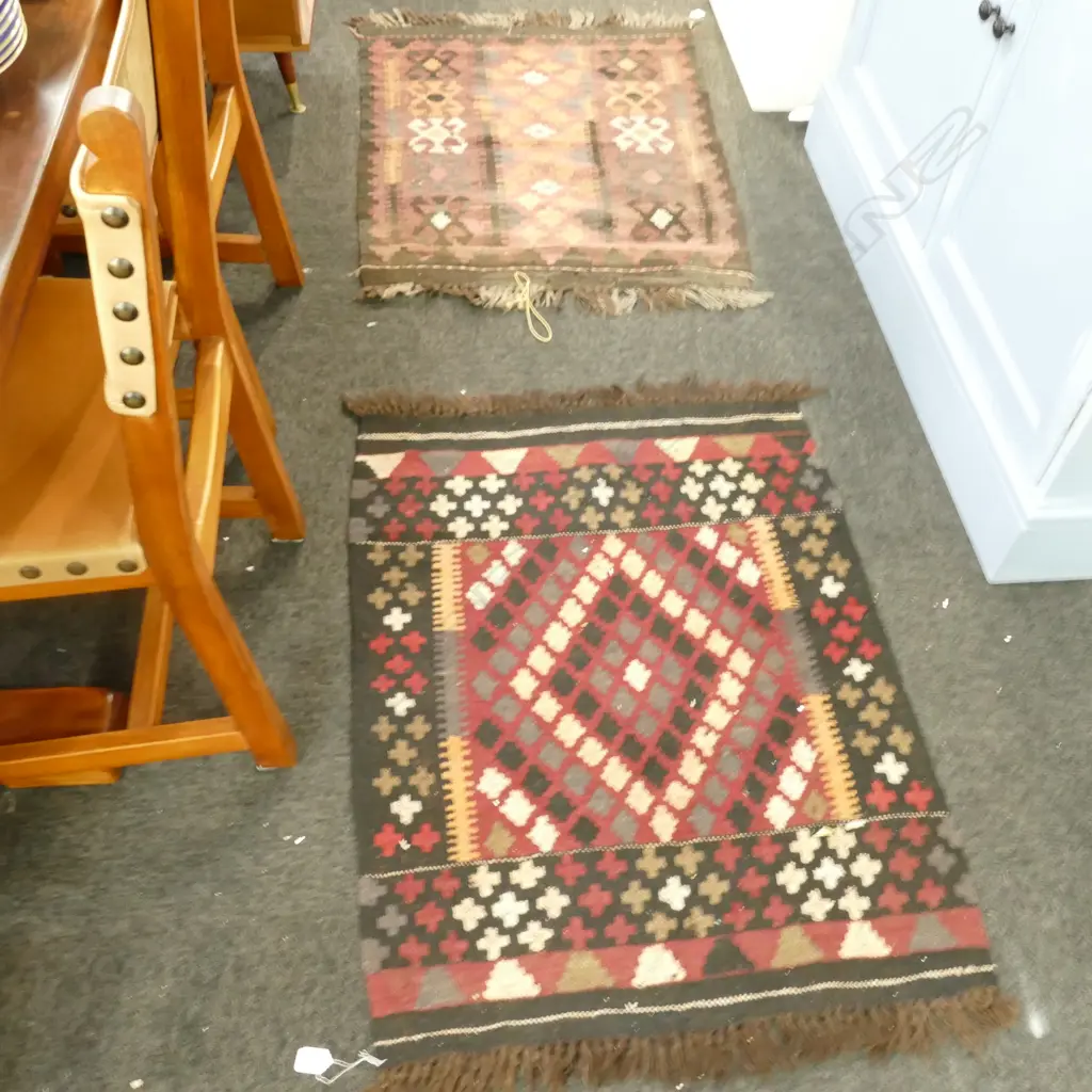2 SMALL SILT WEFT KELIMS 75 X 100 CM  Image 1++